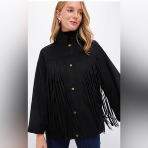 Tuckernuck Marant Fringe Faux Suede Black Shirt Jacket Size Medium